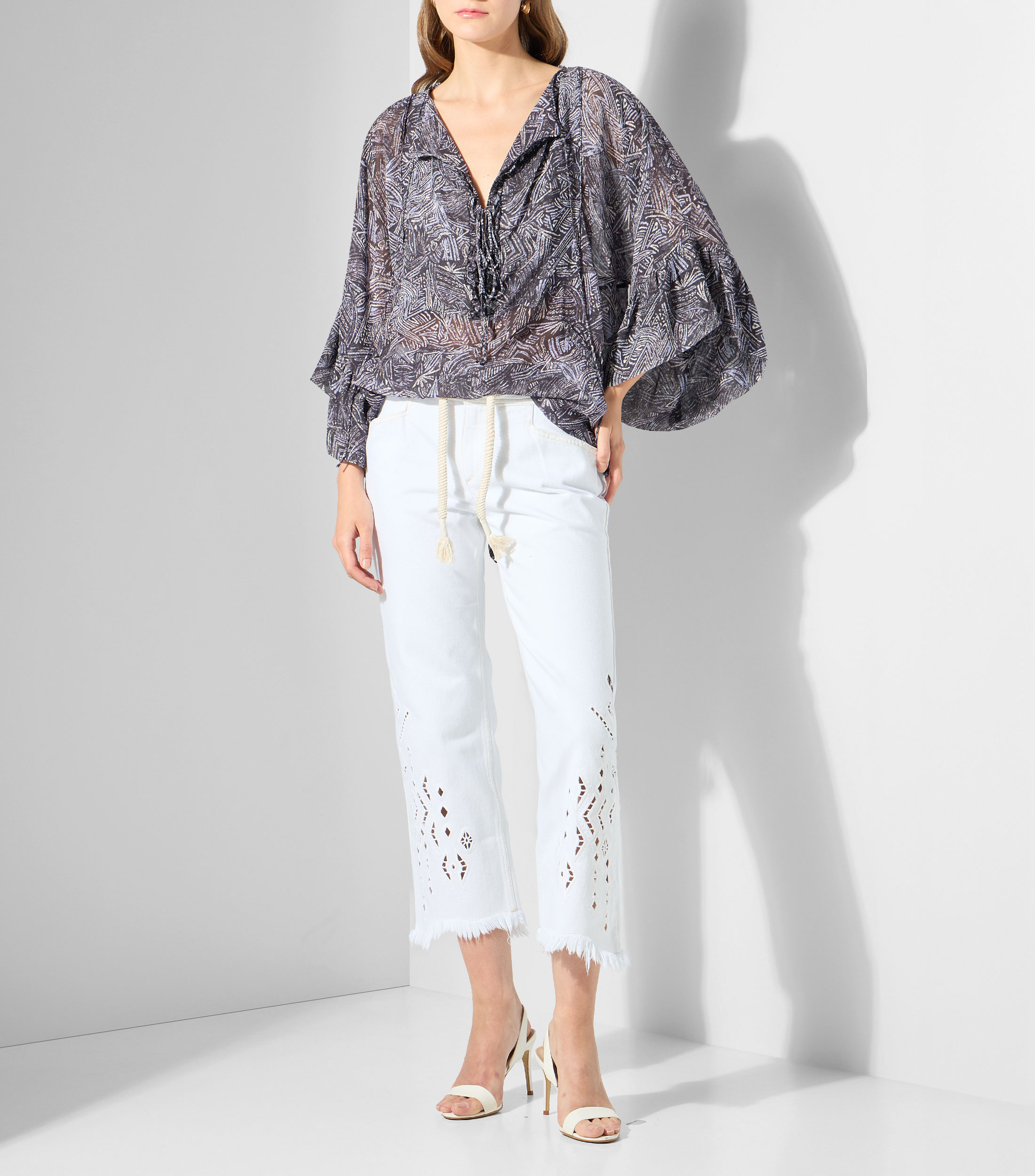 Blusa estampada con manga corta Mujer